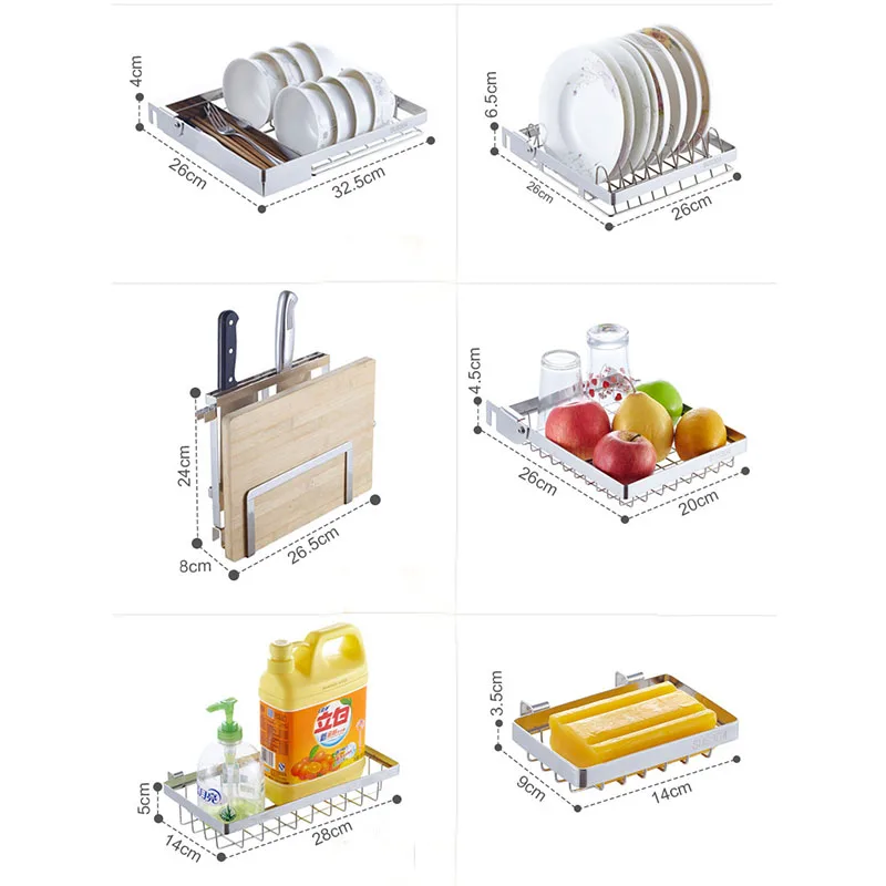 304 кухонная полка из нержавеющей стали, держатель для сушки слива, тарелка для посуды, чашка для кухонного мыла, органайзер для хранения в ванной