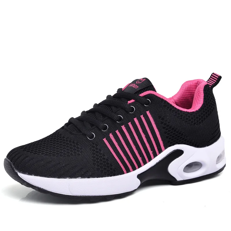Women Vulcanize Sneakers Comfortable Casual Shoes Female Mesh Plus Shoes - Цвет: black-red