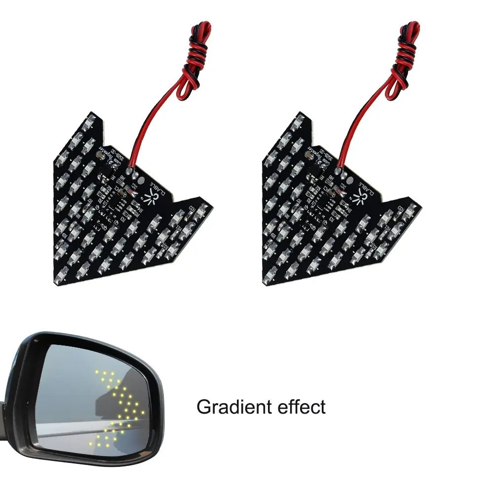 2PCS Sequential Flashing 33 SMD Yellow Arrow Running LED Lights Bulbs