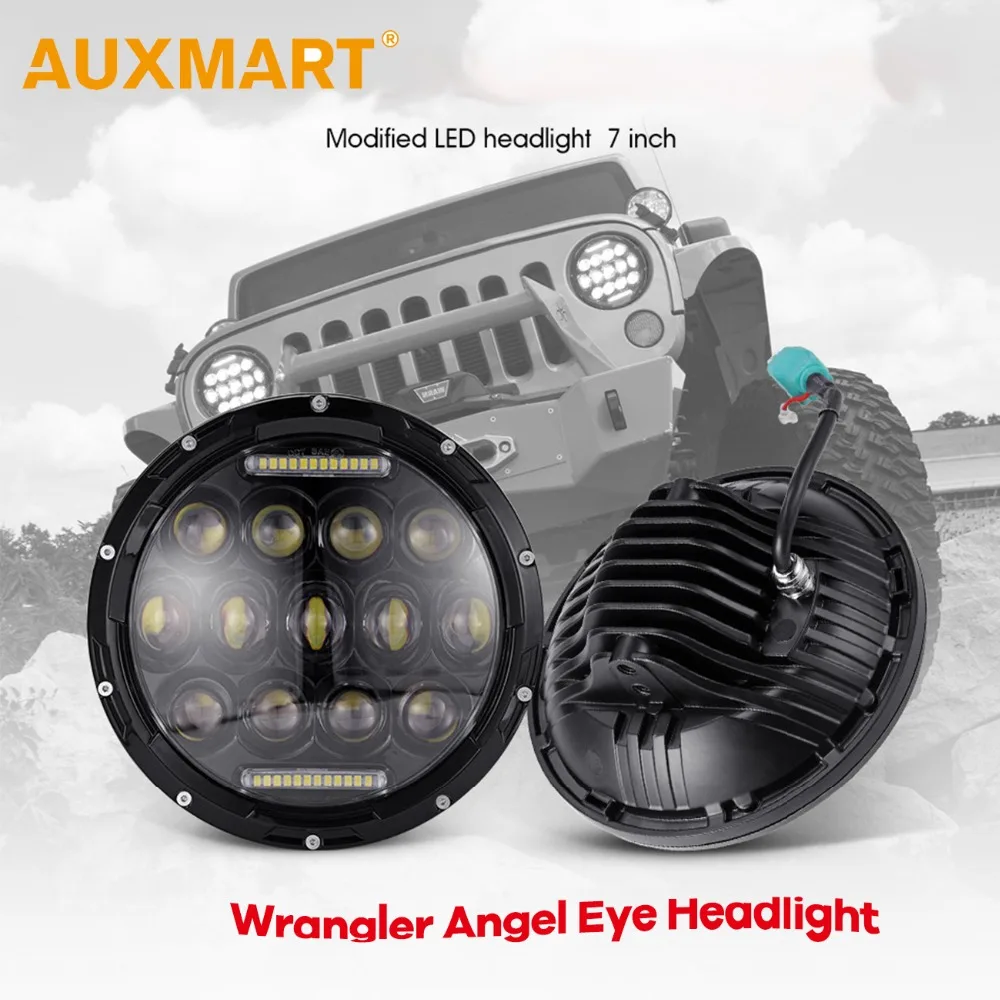 

Auxmart 7" 75W LED Headlight Bulbs Led Driving Light Hi lo H4 H13 Headlights for JEEP Wrangler/Land Rover/Hummer/Harley