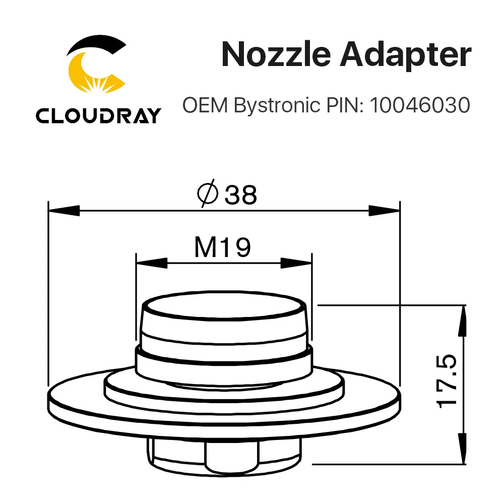 E Тип 3D режущий адаптер для сопел D38 H17.5 M19 круглое дно один слой для волоконной лазерной резки