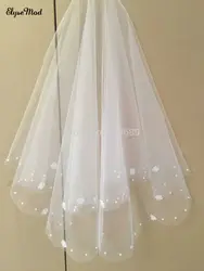 Euro Type Ivory White Flowers Tulle Bridal Wedding Veil Women Bridal Veils 2025