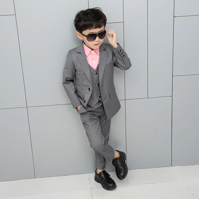 Jacket vest pants B Свадебные костюмы с цветочным узором для мальчиков; детский Блейзер; жилет; брюки; галстук; 4 предмета; комплект одежды для торжественных случаев; Детский костюм для выступлений в джентльменском стиле - Цвет: Jacket vest pants B