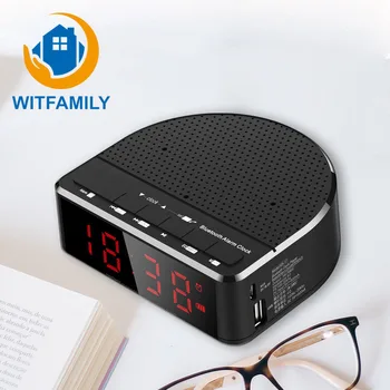 

Bluetooth Digital Radio Alarm Clock bass horn LED Plastic Support TF card and U disk Snooze Speaker Function home outdoor