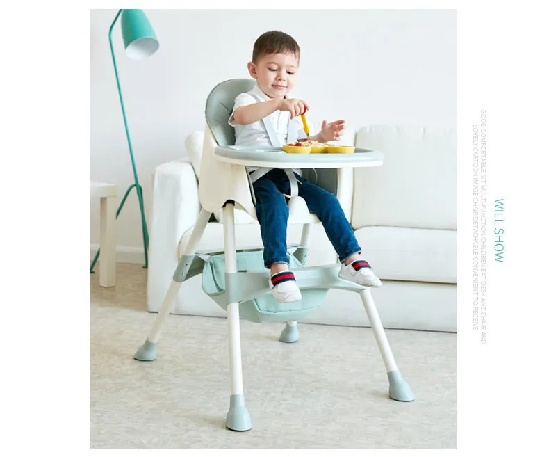 PP Material Safety Children's Dining High Chair Adjustable Foldable Seat Multi-function Portable Baby Feeding Chair For Babies