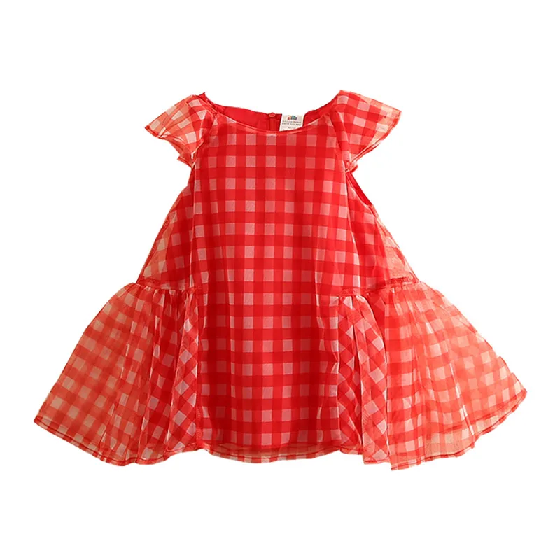 

Baby Plaid Dress 2019 Summer New Girls Children's Gauze Short Sleeve Round Collar Fashion Cotton Todler Girl Clothing