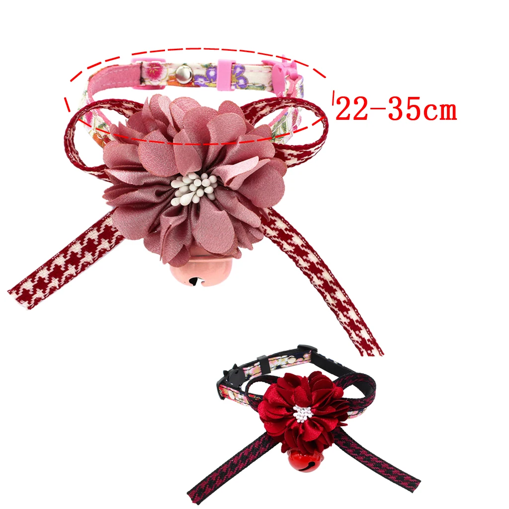 Flower Bell Decorative Flowers Printed Collar For Kitten Kitty Cat