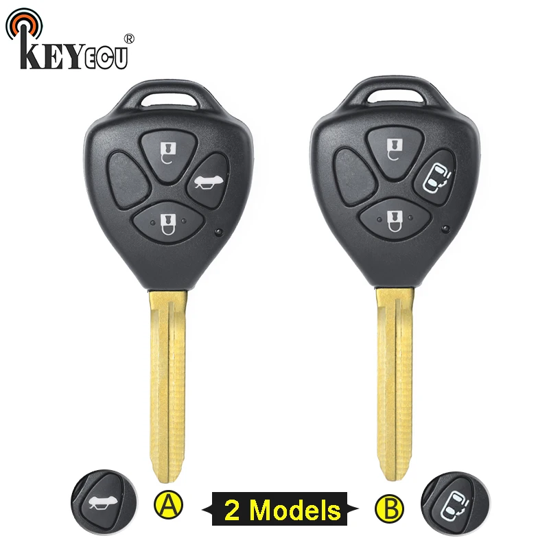 

KEYECU 1x / 2x for Toyota RAV4 Avensis Verso Camry Replacement Remote Car Key Shell Case Fob 3 Button TOY43 Blade