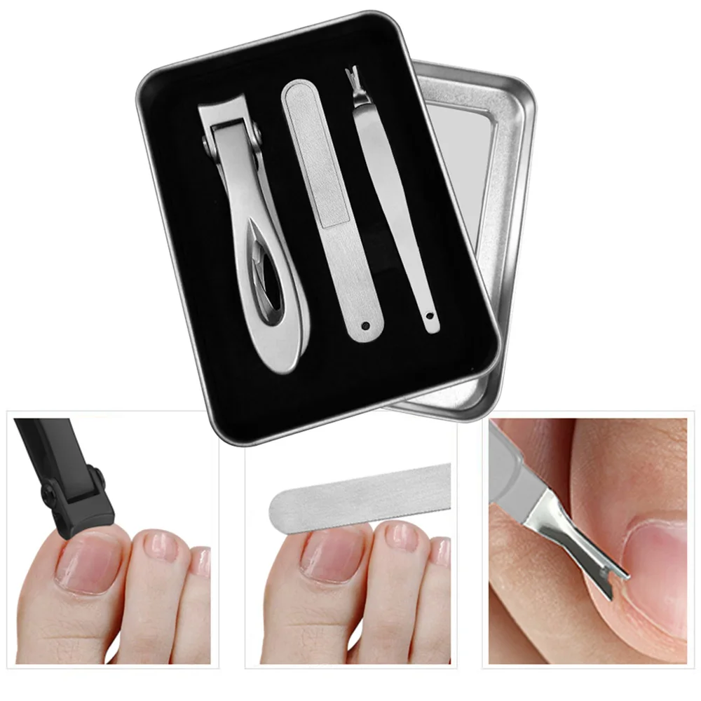 

3Pcs Stainless Steel Nail Clippers Cutter Trimmer Kit Professional Manicure & Pedicure Tools Set with Storage Case Home Use