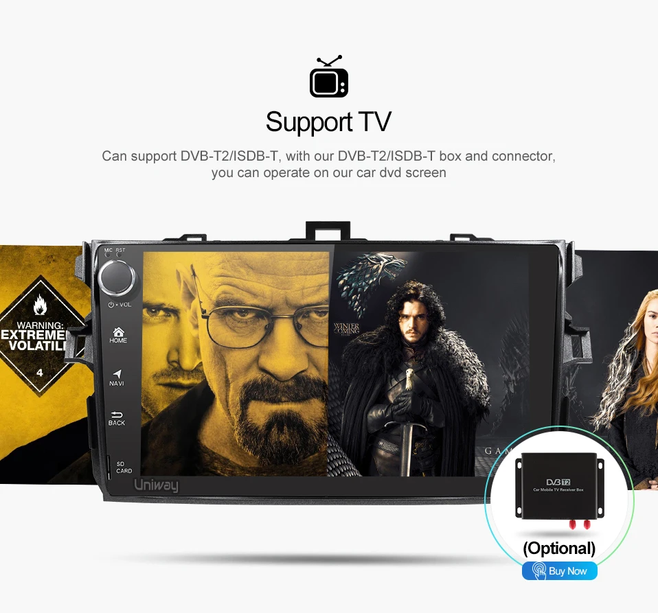 Top AKLL9071 uniway android 8.1 car dvd for toyota corolla 2008 2007 2009 2010 2011 2012 car radio gps player headunit navigation 12