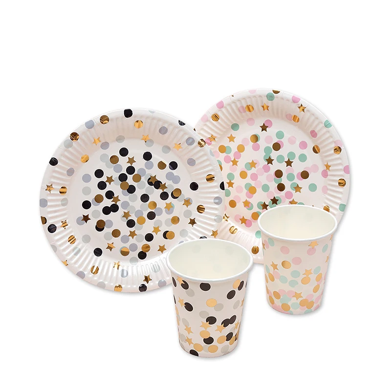 Buy 10pcs Gold Star Colorful Dot Paper Disposable