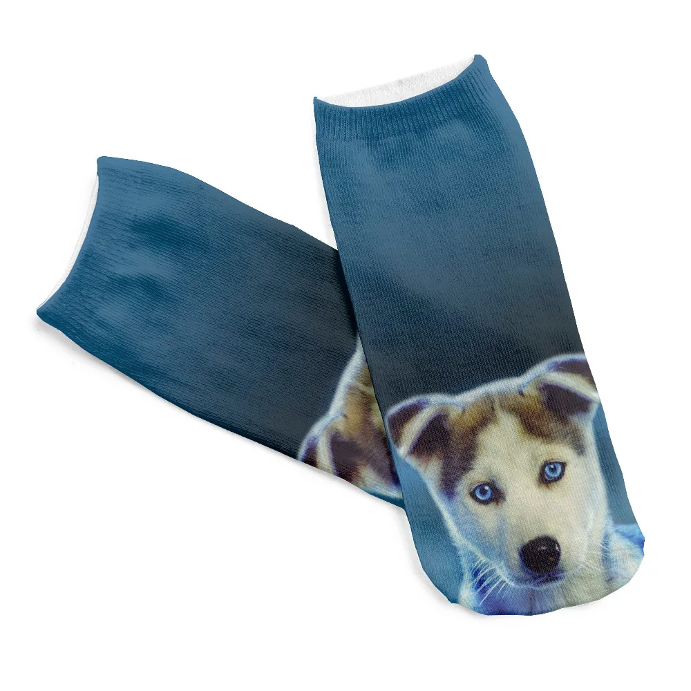 Новые 3D принты животных носки Модные Huskies Французский бульдог Арт картина женские носки цветные хлопчатобумажные носки для женщин