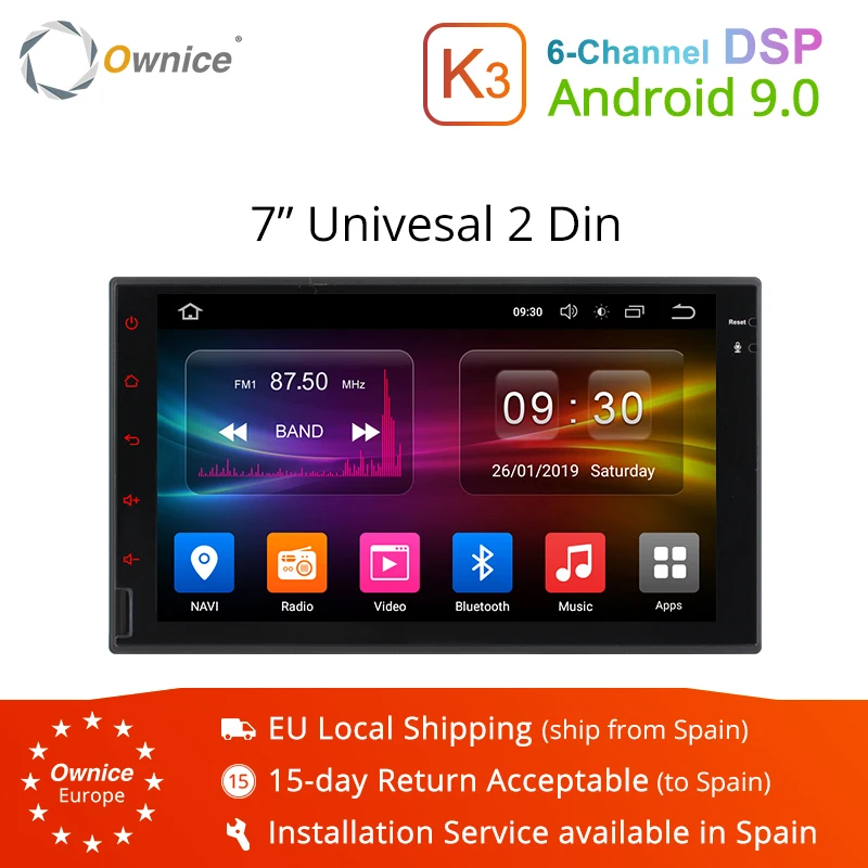 Excellent Ownice K3 2Din Android 9.0 7" HD Car Radio Universal DVD Multimedia Player GPS Navigation Car Stereo Support Bluetooth USB Video 0