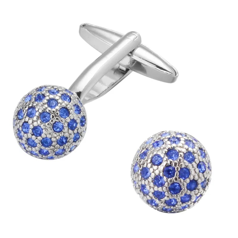 Silvery Round Blue crystal ball Cufflinks fashion men's shirts