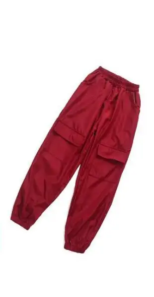 Детская одежда в стиле хип-хоп; танцевальные костюмы; укороченная Толстовка для девочек; рубашка; топ; штаны для бега; джазовые костюмы для бальных танцев; уличная одежда - Цвет: Красный