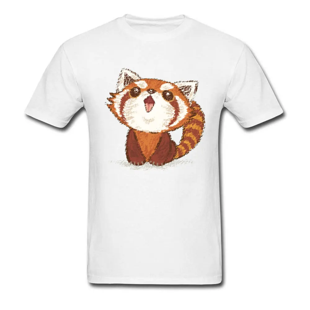 Red panda happy 16438 Faddish Normal Tops Tees O-Neck Mother Day Cotton Short Sleeve T-shirts for Men Slim Fit Clothing Shirt Red panda happy 16438 white