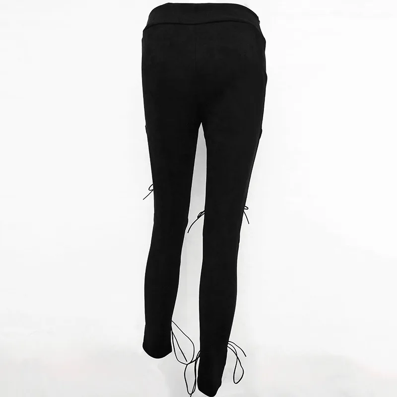 XiM & M @ ch осень-зима в стиле панк брюки Кроссовер бинты боковой молнией лоскутное замши карандаш брюки длинные Длина A08PT030
