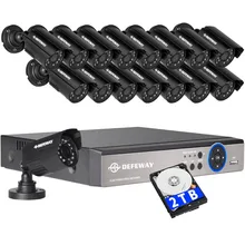 DEFEWAY 1080N HDMI CCTV DVR 1200TVL 720P HD на открытом воздухе система камер домашней безопасности 2 ТБ 16 CH видеонаблюдения видеорегистратор DVR видеорегистратор AHD CCTV комплект