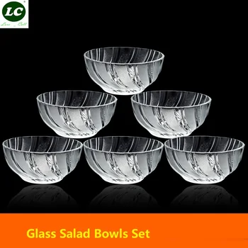 

5pcs Glass Salad Bowls Set Fruit Ice cream Bowl Glass Desset Bowl Crystal Glass Soup Rice Utensil