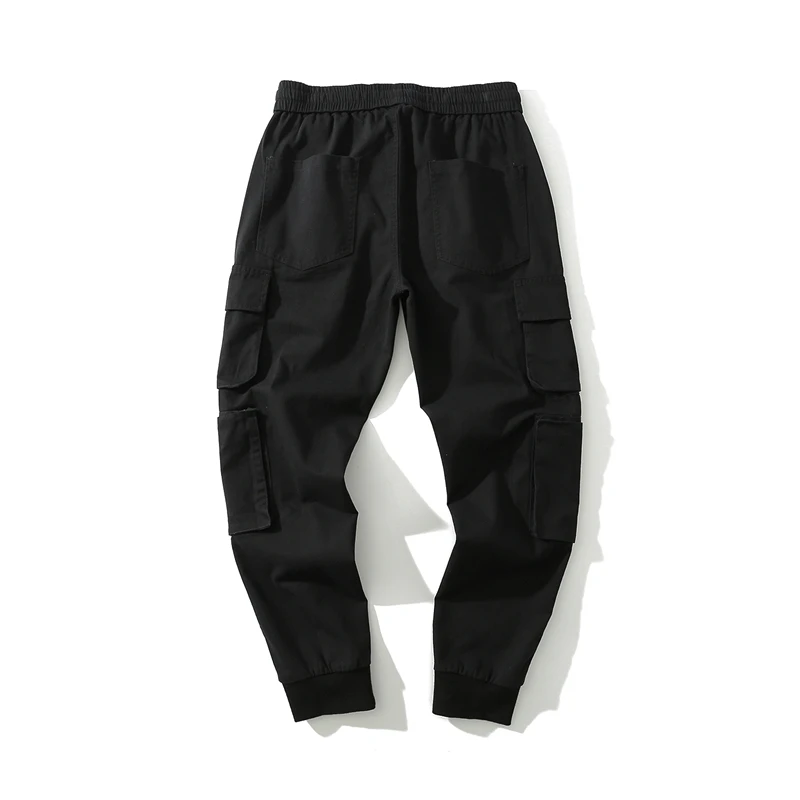 Модная эластичная кулиска на талии в стиле «хип-хоп» Беговые брюки в повседневном стиле, джинсы на молнии с несколькими карманами черные спортивные штаны Для мужчин уличные брюки