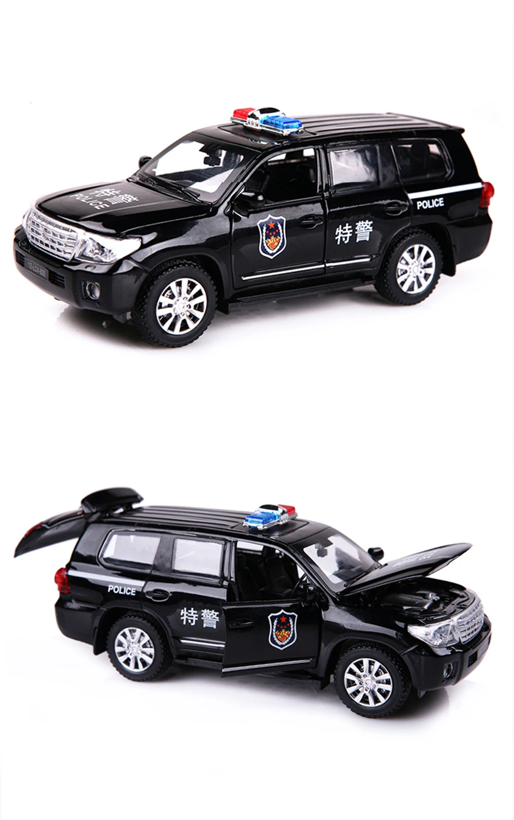 Finger Rock 1/32 масштаб моделирование Land Cruiser полицейская модель автомобиля литье под давлением игрушки мигающий светильник вытяжной автомобиль игрушка из сплава