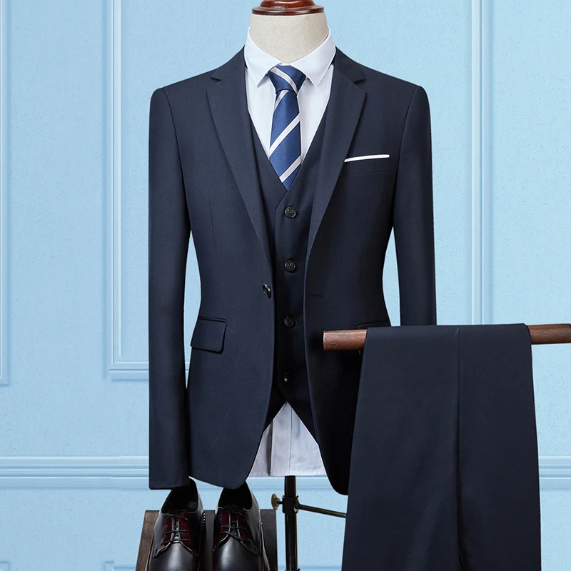 PAULKONTE (Jacket+Vest+Pant) 2019 Hot Solid Color Slim Fit Classic Men's Suit Fashion High Quality Wedding Business Men Suit PAULKONTE (Jacket+Vest+Pant) 2019 Hot Solid Color Slim Fit Classic Men's Suit Fashion High Quality Wedding Business Men Suit