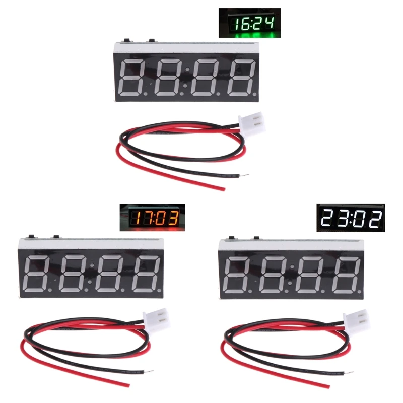 12V 5-24V Электронный Вольтметр термометр часы для авто светодиодный модуль монитора