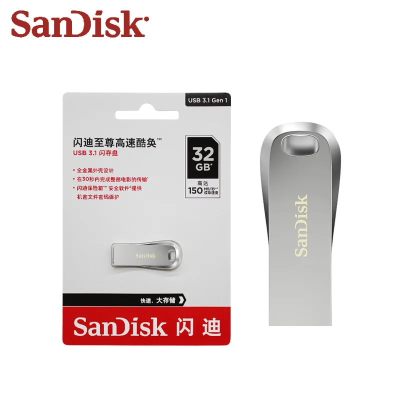 Оригинальный флеш-накопитель SanDisk Ultra Luxe USB 3 1 16 ГБ 32 64 128 металлическая флешка