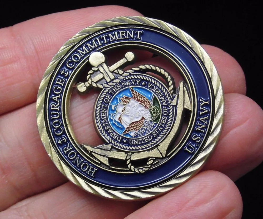 U-s-Navy Core Values USN Challenge Coin, пустотелая монета сувенир