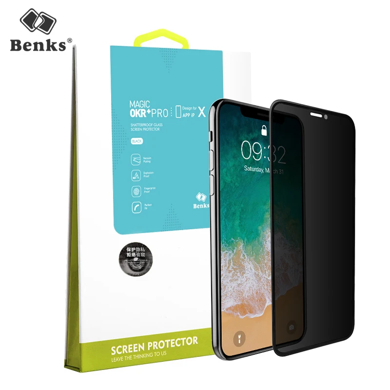 Антишпионское закаленное стекло для iPhone X 10 защита экрана Benks OKR + PRO 0 3 мм полное