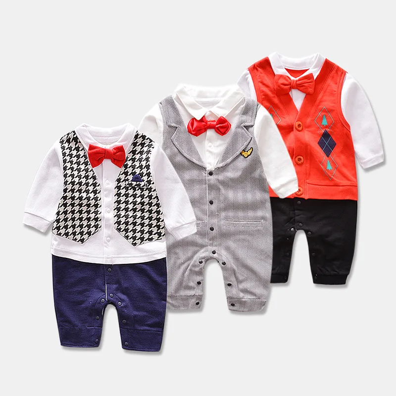 formal NEW Baby boys Rompers Newborn Boy Romper Long Sleeve Infant