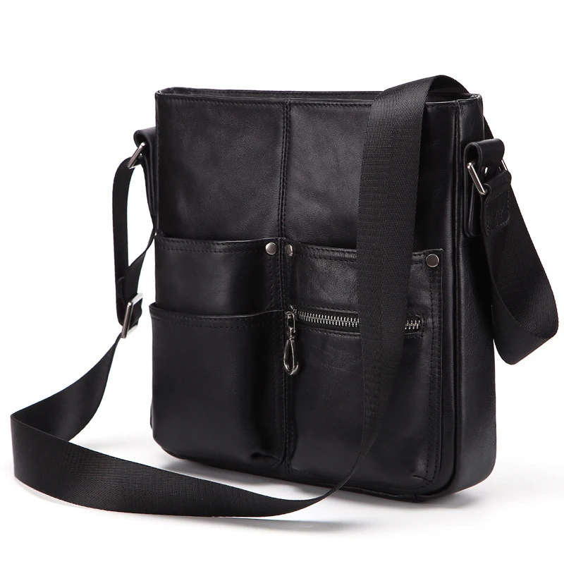 

Brand Design Oil Wax Leather Men Messenger Bags Male Business 9.7 Inch Laptop Shoulder Bag Black Genuine Leather Vertical Bag 50