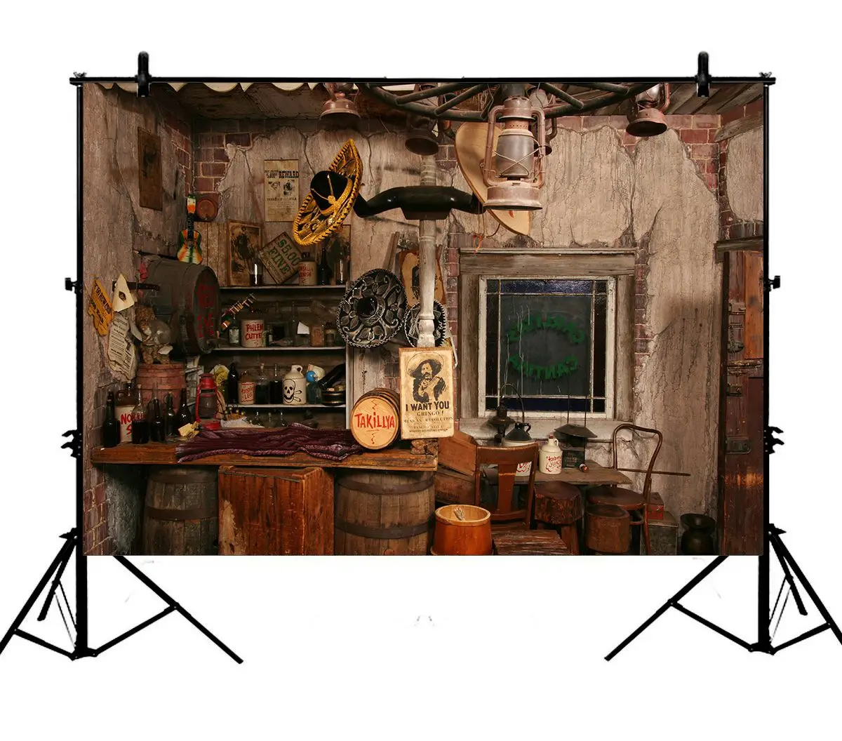 

5x7ft West Saloon Polyester Photo Background Portrait Backdrop
