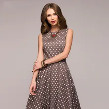 Nuevo vestido de princesa para mujer vestido de fiesta sin mangas de lunares Retro vestido elegante de verano 2019 para mujer(China)
