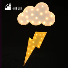 White metal Cloud lightning ray LED Marquee Sign LIGHT UP  Vintage night wall lamps Indoor Deration