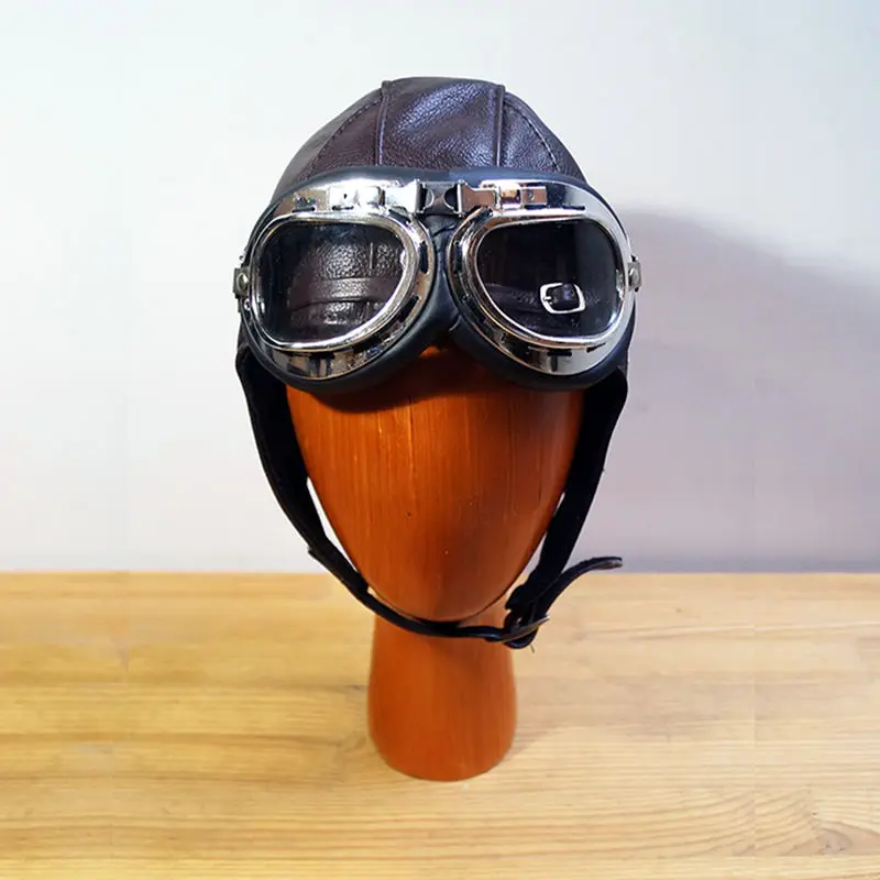 

Retro leather goggles pilot cap Steam Punk hat Mask Steampunk Daft Punk Metal Rivet Goggles Handmade Vintage aviation helmet