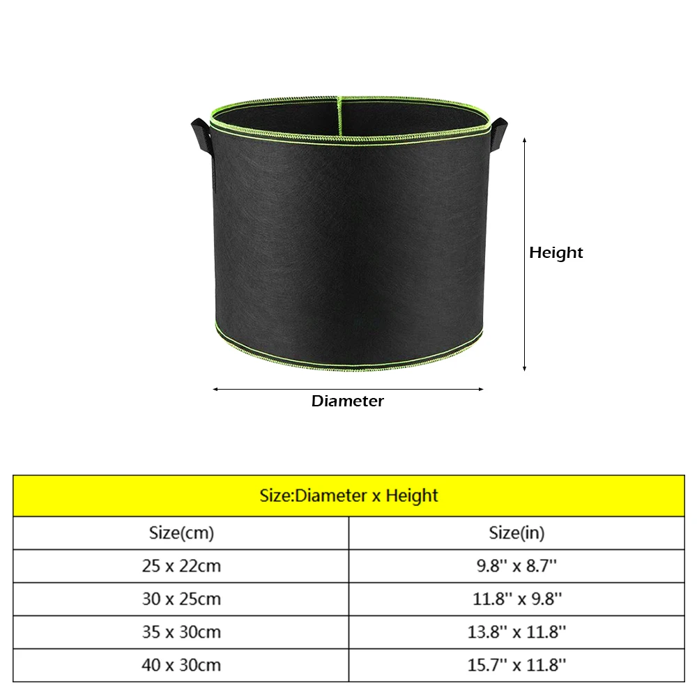 3 шт./партия, черные кармашки для выращивания растений для растений, овощей, цветов, сада, веранды из нетканого материала, экологичные горшки с ручками, сумка для посадки