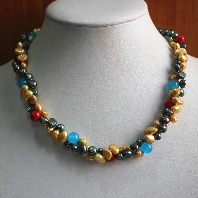

wholesale/retail colorful jade pearl lady's necklace