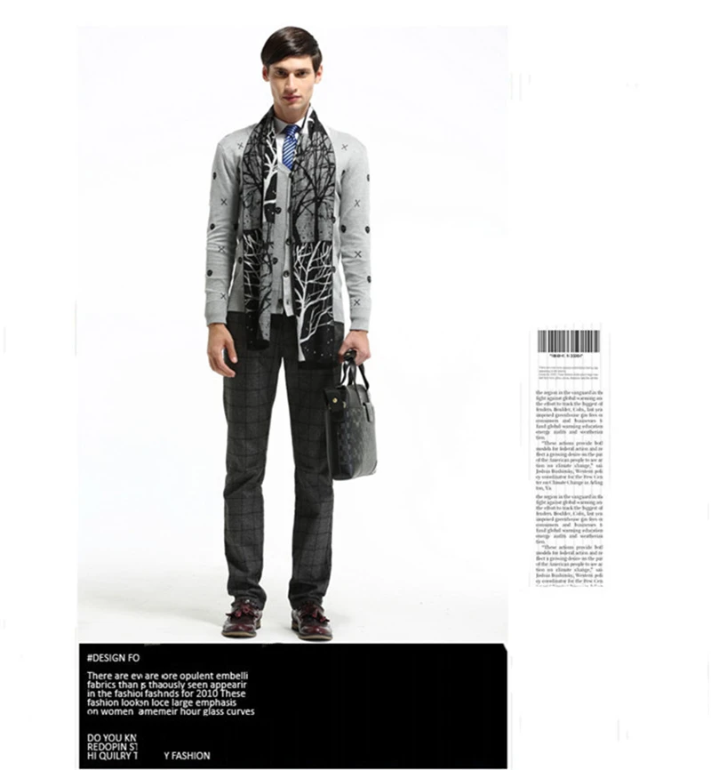 men wearing scarves 180x30cm Christmas Tree Branch Jacquard Male Scarf Winter Modal Brushed Men Wrap Shawls Man Warm Cashmere Scarves As Gift YG326 mens blanket scarf