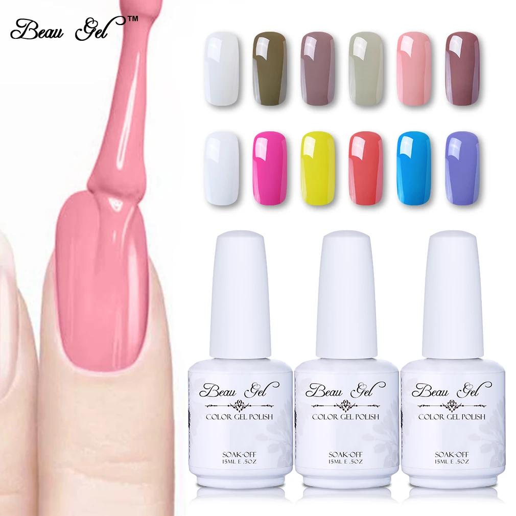 

Beau Gel 298 Colored UV Gel Nail Lacquer 15ml Gelpolish Cheese Candy Enamel Semi Permanent Nail Polish UV Gel Curing