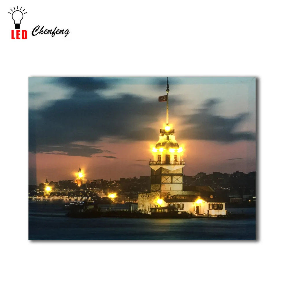 

Led canvas wall decor Istanbul Maiden's Tower islam Architecture wall picture lighted up Canvas print and poster painting house