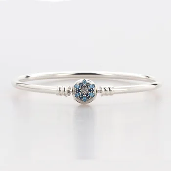 

3 Color Silver Color Blue Crystal Night Sky Round Buckle Bangles for Diy Beads Charms QTB002