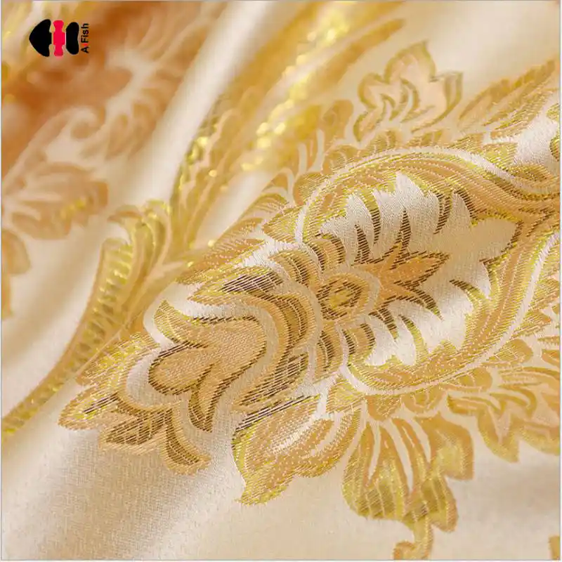 Modern Simple Cationic Shiny Gold Curtains Silk Jacquard Blackout