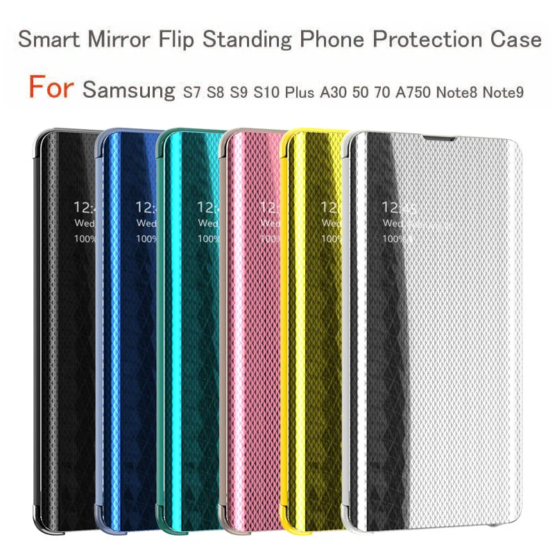 

Smart Mirror Flip Standing Phone Protection Case For Samsung S8 9 10 S7 Edge Phone Case For A30 A50 A70 A750 Note 8 9 Back Cover