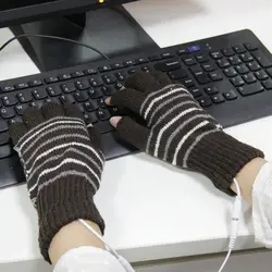 Новые женские мужские хлопковые вязаные полосатые USB нагревательные перчатки теплые электрические перчатки зимние Harajuku унисекс Простые