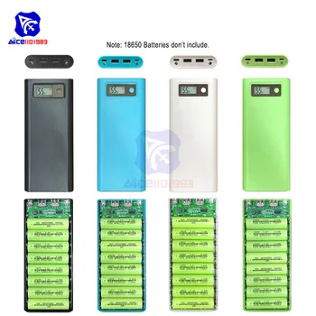 

DIY Kit 8PCS 18650 Batteries Power Bank Case Dual USB 5V1A/5V2.1A Charger Power Bank Cover Indicator LCD Type-C Micro USB Input