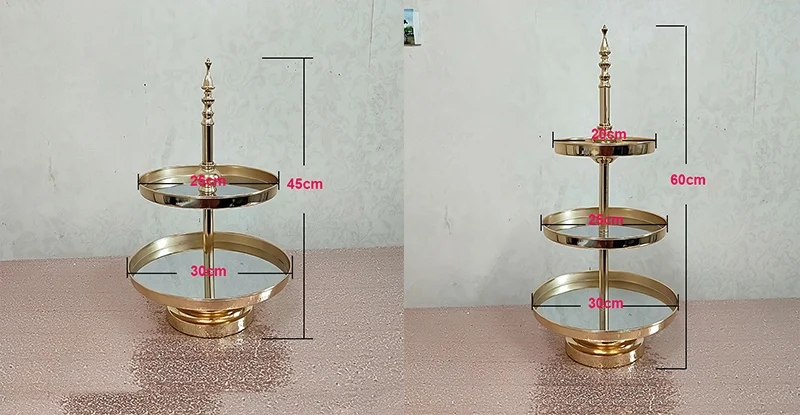 1 шт.-3 шт. золотой и серебряный и розовое золото Торт Стенд Набор Зеркало Топ кристалл десерт Свадебная вечеринка дисплей с пьедесталом