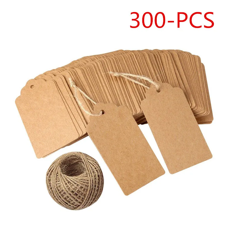 

300PCS Kraft Paper Gift Tags for wedding decoration christmas and Party Supplies Tags Card with 100 Feet Jute Twine DIY Gifts