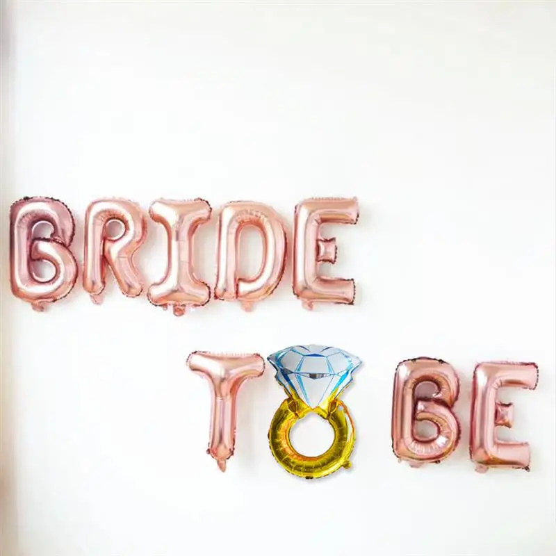 Горячий шар розовое золото письмо набор 16 дюймов To Be Bride плюс кольцо с бриллиантом