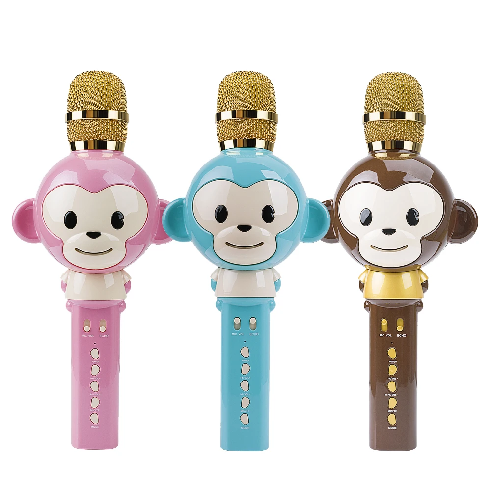 

Bluetooth Karaoke Microphone Cartoon Monkey Wireless Mikrofon with Speaker Amplifier Music Player Mic Xmas Gift for Kids